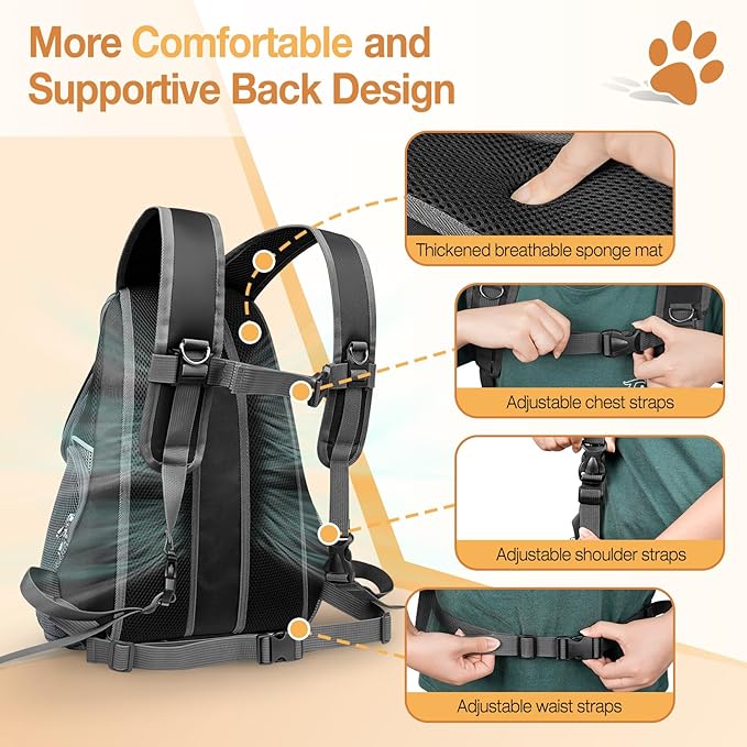 YUDODO Dog Front Carrier Backpack with Sunshade Hood, 2 Head-Out (Front & Side) Breathable Pet Carrier for Small Dog, Ventilated Doggy Backpack for Hiking Outdoor (Upgraded – Black, L)