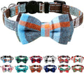Joytale Upgraded Cat Collar with Bells, Breakaway Cat Collars with Bow Tie, 1 Pack Girl Boy Safety Plaid Kitten Collars, Haze Blue