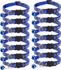 14 Pack Breakaway Cat Collar with Bell, Reflective Kitten Collar for Girl Boy Cats, Safety Buckle Adjustable 7.5-12.5 Inch, 0.4 Inch Width Lightweight, Pet Gifts (Navy Blue)
