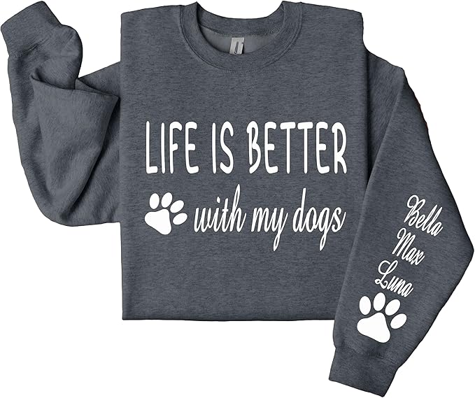 Custom Dog Mom Shirt for Women Pet Ears Sweatshirt with Name Unique Puppy Line Art Cute Dad Hoodie for DogDad Owner Lover