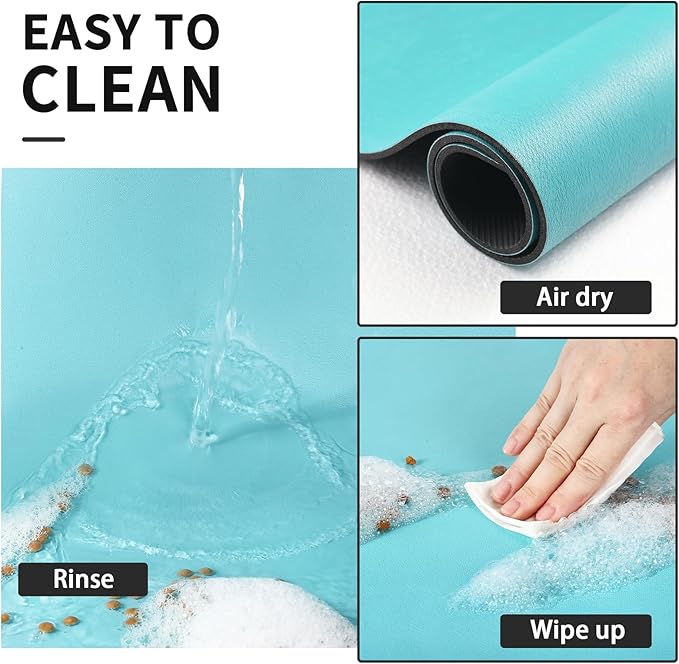 Dog Food Mat - Absorbent Cat Mat for Food and Water, No Stains Pet Feeding Bowl Mat, Easy to Clean Pet Placemats, Quick Dry Dog Water Dispenser Mat for Messy Drinkers | Paw Teal 24"x36"
