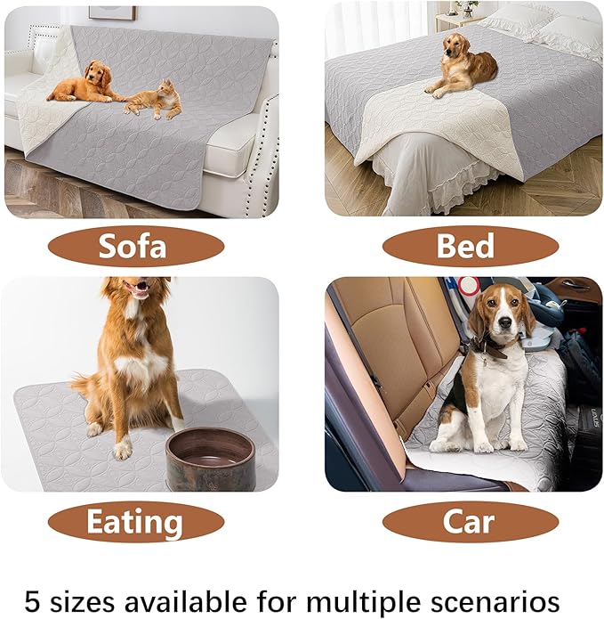 Waterproof Dog Blanket, 30x70 inches Small Pet Couch Covers for Sofa, Chair Bed Furniture Protector from Dogs Washable and Reversible-Lightgrey+Cream