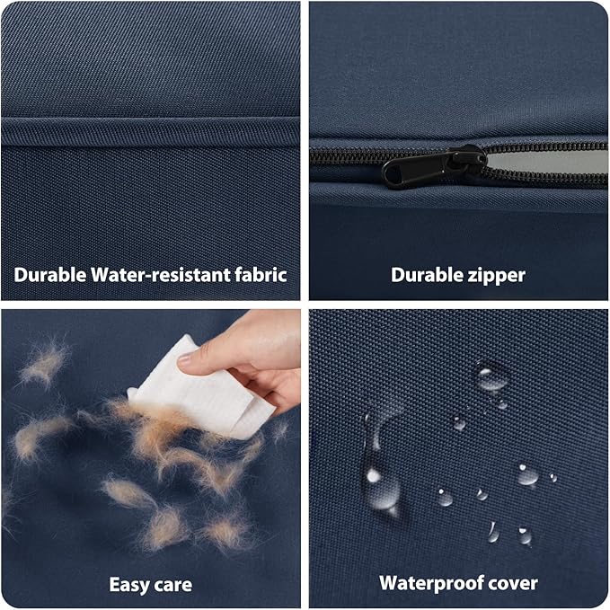 BFPETHOME Outdoor Dog Bed for Large Dogs, Waterproof, Orthopedic with Removable Washable Cover, Egg Crate Foam Mat. (36 x 27 in, Navy)
