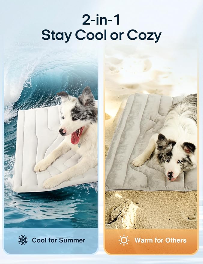 ZonLi Dog Cooling Mat, 20" x 16"Small, Reversible Cooling Pad for Cats & Rabbits (Cool & Warm), Durable & Machine Washable, Pet Mat for Crate, Kennel, Bed, Sofa, Arctic Grey