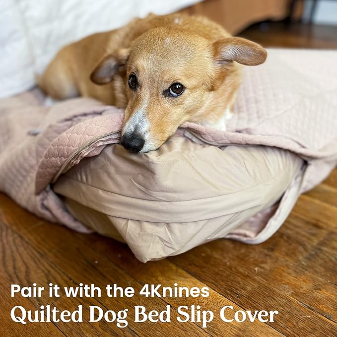 Dog Bed Cover – Waterproof Cover for Dog Bed – Heavy Duty, Machine Washable Zippered Liner – Durable, USA-Made Fabric for Pets – Ideal Pet Bedding Protector for Accidents and Messes - Round (Tan)
