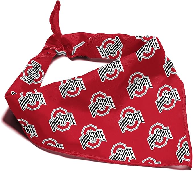 Ohio State Buckeyes Officially Licensed Bandana for Dogs and Cats | Fits Pets Great Gift Idea | Easy-to-Tie (Large, 28")