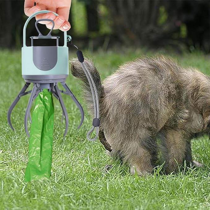 Pooper Scooper for Dog - Doggy Yard Trash Picker Upper, Animals Waste Grabber, Portable Dog Poop Holder with Waste Bag Pouch | Travel Pet Accessories for Walking Small and Large Dogs