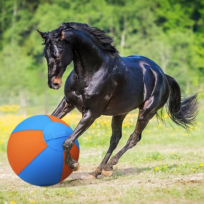Herding Ball for Dogs and Horses - 18" Dog Herding Ball for Australian Shepherd Collie, Jolly Ball for Dogs Agility Equipment, Herding Ball Durable Bite-Resistant with Reinforced Stitching-Orange&Blue