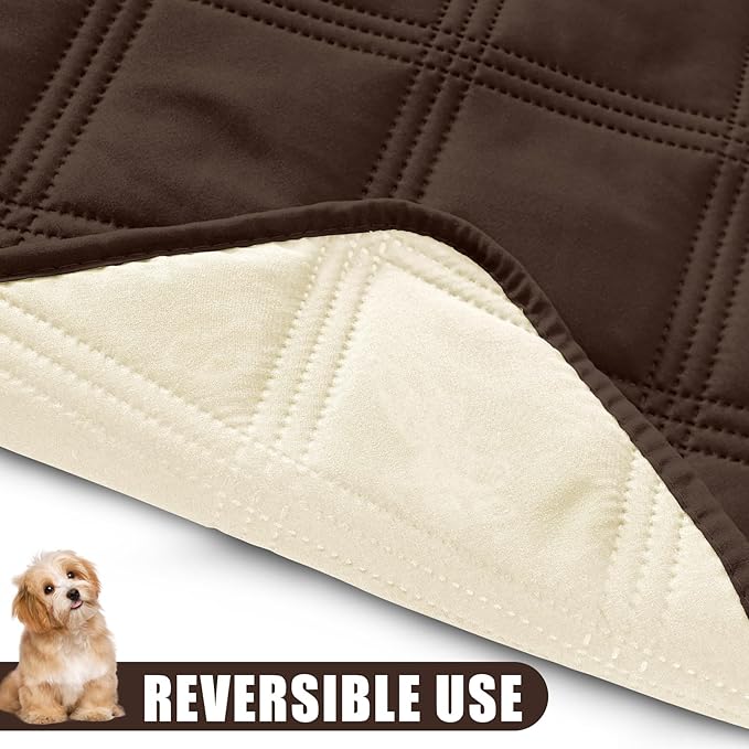 Smiry Waterproof Dog Bed Cover Blanket 30x70, Soft Reversible Pet Blanket, Washable Leakproof Cats Dogs Couch Cover for Sofa, Couch, Furniture, Chocolate/Beige