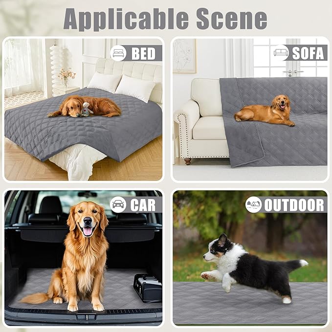 Smiry Waterproof Dog Bed Cover Blanket 40x80, Soft Reversible Pet Blanket, Washable Leakproof Cats Dogs Couch Cover for Sofa, Couch, Furniture, Grey/Grey