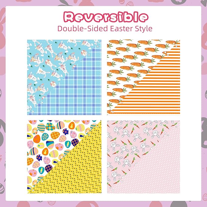 PAWCHIE Easter Dog Bandanas 4 Pack, Reversible Dog Party Triangle Scarf Bibs, Pet Holiday Costume with Adjustable Snaps, Multiple Christmas-Themed Patterns for Medium Dogs Puppy,Cats Pets,S