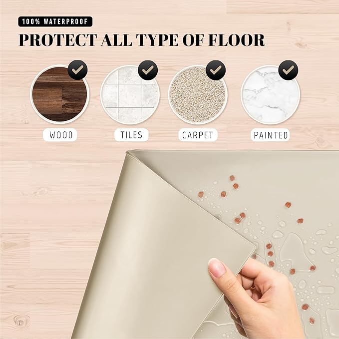 AVERYDAY 100% Waterproof Thicker Silicone Dog Food Mat, 0.63'' Raised Edge Bowl Mat for Food & Water, Non Slip Pet Feeding Placemat for Messy Drinkers, Perfect for Large Medium Small Breeds, 18"x10"