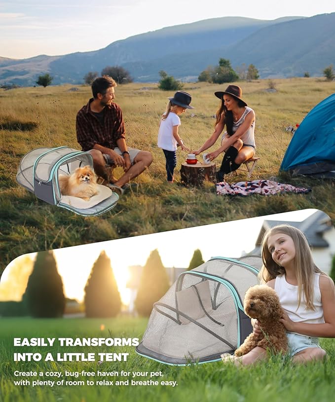 Expandable Cat & Small Dog Carrier Backpack, Soft-Sided Airline-Approved Pet Travel Bag with Dual-Side Expansion, Under-Seat Fit, Breathable Mesh, for Hiking, Vet Visits & Trips (Up to 22 lbs)