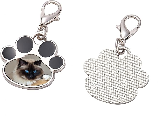 Custom Pet Photo Keychain Personalized Photo Pawprint Dog Tag Keychain Engraved Keyring Animal Pet Lover