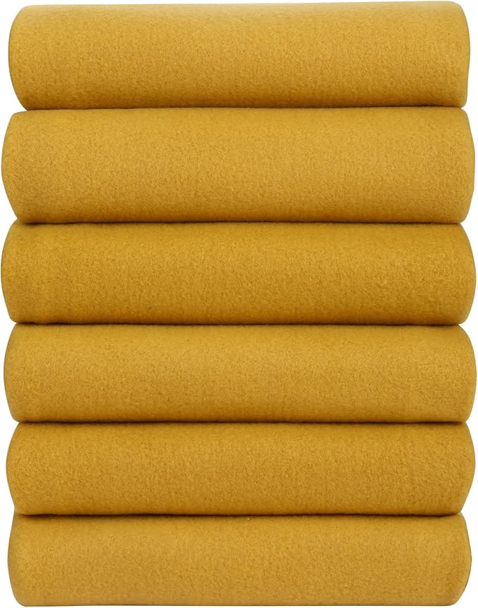 Fleece Throw Blankets Bulk Fleece Blankets Solid Wholesale Lightweight Warm Soft for Pet Bed Sofa Couch Office Wedding Gifts Travel Seasons Yellow 50x60 Inches Pack of 6