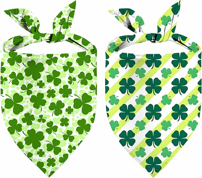 St. Patrick's Day Dog Bandana, 2 Pack Adjustable Holiday Party Pets Saint Patrick Day Bandana Triangle Bibs Lucky Dog Cat Scarf Set