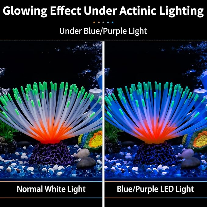 Uniclife Aquarium Imitative Green Sea Urchin Ball Artificial Silicone Ornament with Glowing Effect for Fish Tank Landscape Decoration