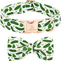Lionheart glory Dog Bow Collar Cucumbers Print Dog Collar for X-Small Dogs,Female Male Dog Collars with Bowtie Spring Summer Collars Soft Adjustable Pet Collar Bows