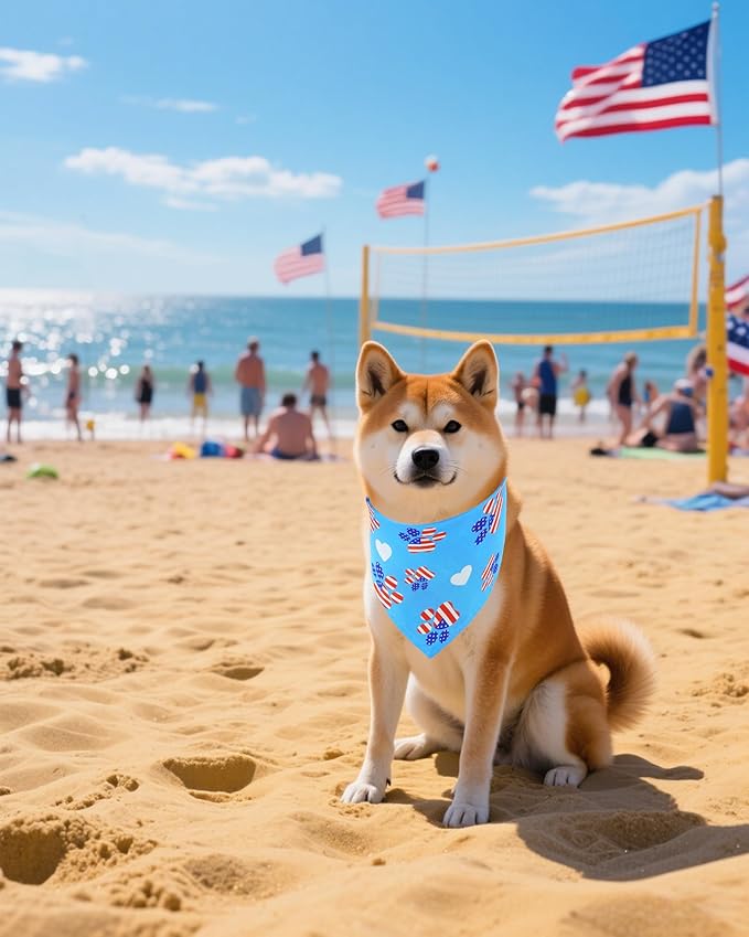 PET SHOW 50 Pack 4th of July Dog Bandanas Bulk Washable American Flag Dog Patriotic Scarves for Small Medium Dogs Puppy Star&Stripe Triangle Bibs Kerchief Set Cats Pet Girl Boy Grooming Accessories