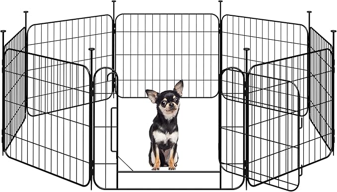 Yaheetech Expandable Dog Playpen, 8 Panel 20 inch Puppy Playpen with Door Indoor/Outdoor Pet Fence for Small Medium Dogs