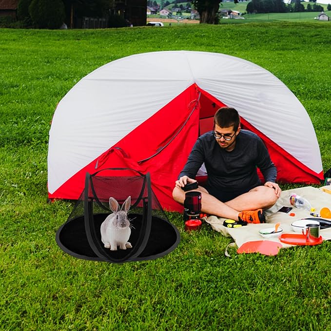 Rest-Eazzzy Small Animal Tent, Portable Cat Tent, Cat Enclosures for Outside and Indoor with Carry Bag, Pet Playpen for Hamster, Guinea Pig, Rabbits (XS-Black