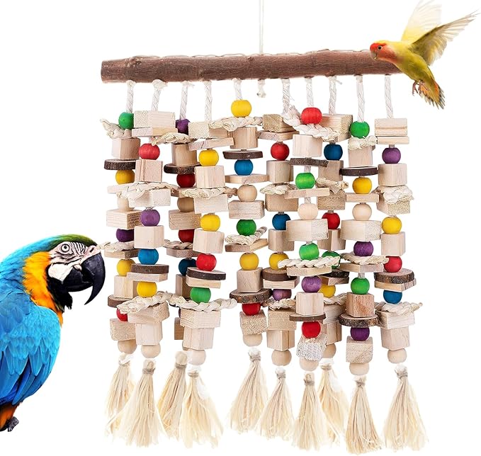 Jorewood Large Bird Parrot Toys,Multicolored Natural Macaws Toy Bird Chewing Toy for Cokatoos African Grey and Large Medium Birds