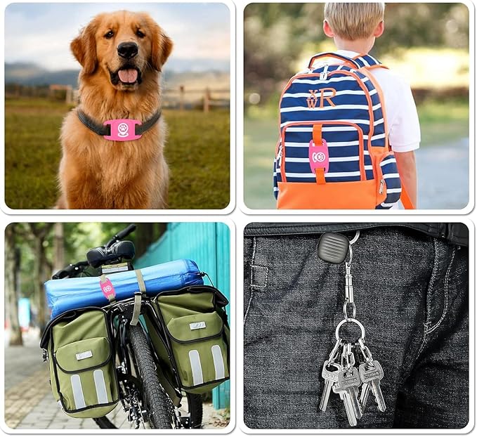 Pet Tracker for Dog, Dog Tracker Smart Pet Location Tracker with Holder, Smart Item Finder, MFi Certificated, Dog Tracking Device, No Monthly Fee, Works with Find My, iOS Only - Pink Case