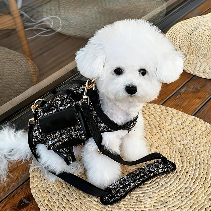 Dog Lift Harness Backpack for Small Dogs Cats, Adjustable Straps Dog Sling Carrier Full Body for Hiking, Travel, Outdoor – Black Large