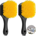 2 Pcs Bird Bath Cleaning Brush Hard Bristle Stiff Bristle Brush with Plastic Handle Utility Scrub for Bird Feeder Bath Accessories Fountain Outdoor Cleaning(Yellow)
