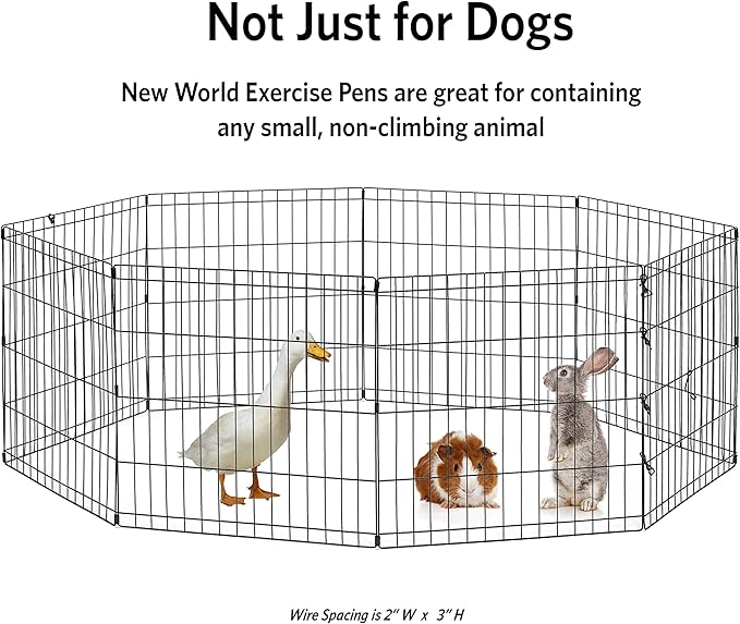 MidWest Homes for Pets Folding Metal Dog Exercise Pen, Indoor/Outdoor Playpen with No Door, Provides 16 Sq Feet of Play Space, 48-Inches Tall, Black E-Coated