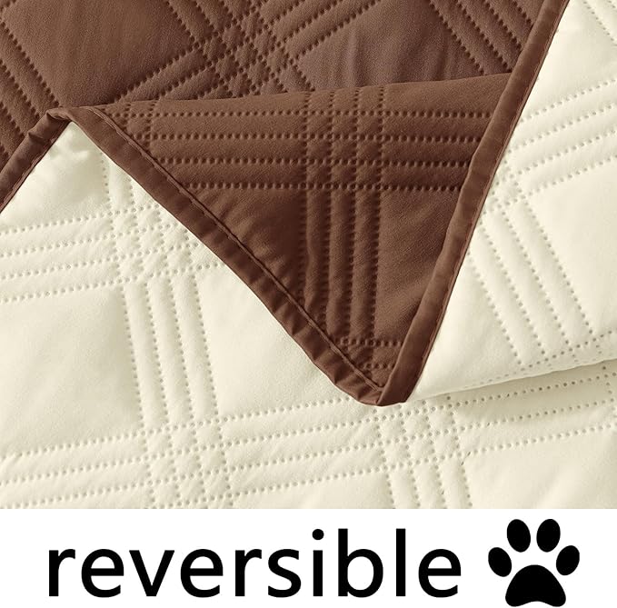 hyha Waterproof Dog Blanket, Reversible Pet Bed Blanket, Soft Sofa Couch Cover for Dogs Washable, Waterproof Pet Couch Covers for Sofa Puppy Cats Furniture Protector(40"x80", Brown/Beige)