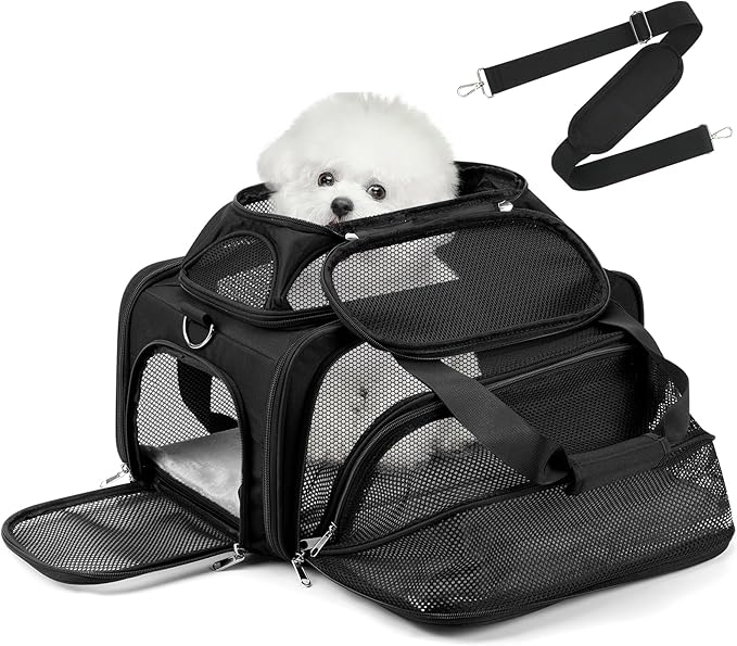 17x11x9.5 Alaska Hawaiian Southwest Airline Approved top and 1 Side Expandable pet Carrier for Extra-Small Dog/Small cat up to 5 lbs