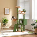 Yaheetech | Cactus Cat Tree | 59.5in Cat Tower w/Cute Perch, Cozy Condo, Convenient Climbing Ladder | Moppy Fabric-Covered Cat House for Indoor Cats | Green/Brown