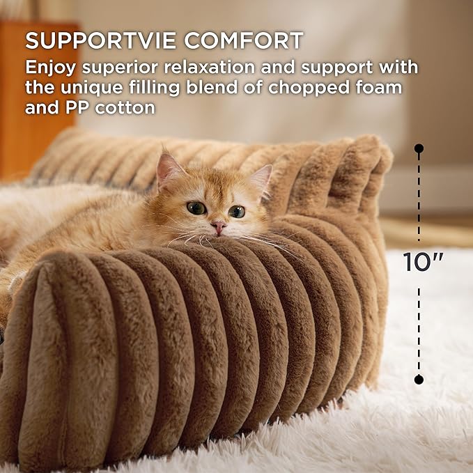 Bedsure ComfyFleece™ Cute Dog Couch for Medium Dogs - As Seen on TV on Good Day New York, Dog Couch Bed with Removable, Washable Cover, Supportive Pet Sofa, for Medium Large Dogs, 36inch, Camel Brown