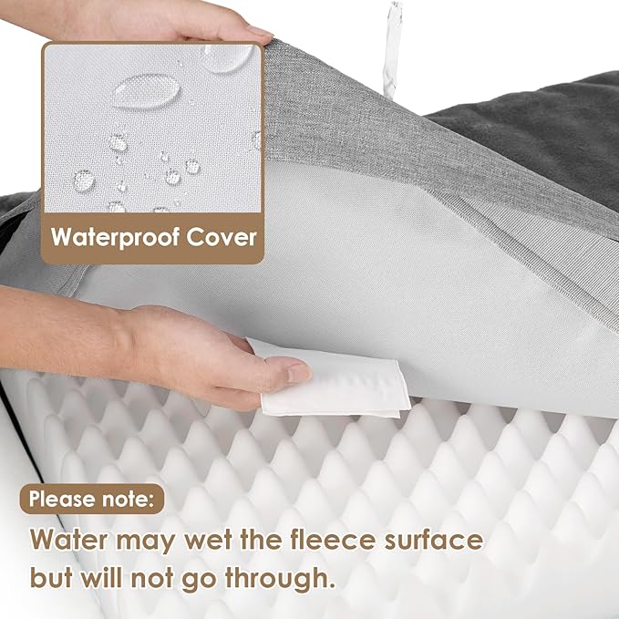 EHEYCIGA Waterproof Dog Bed Orthopedic 30"x20", Memory Foam Pet Bed for Medium Dogs, Washable Pet Mat with Removable Cover, Grey