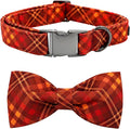 Fall Dog Collar, Pet Collar with Bow Plaid Dog Collar Girl Boy Holiday Puppy Collar Gift Bow Collar Soft Cute Collars for X-Small Puppy