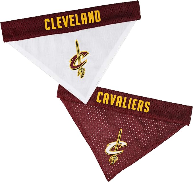 NBA Dog Bandana - Cleveland Cavaliers Reversible Pet Bandana. 2 Sided Home & Away Sports Bandana with a PREMIUM Embroidery TEAM Logo, Large/X-Large