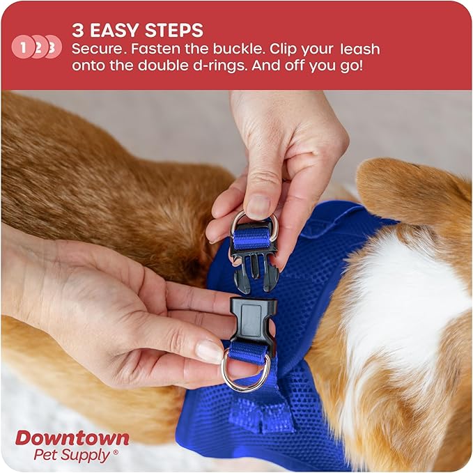 Downtown Pet Supply Step in Dog Harness No Pull, XX-Large, Blue - Adjustable Harness with Padded Mesh Fabric and Reflective Trim - Buckle Strap Harness for Dogs