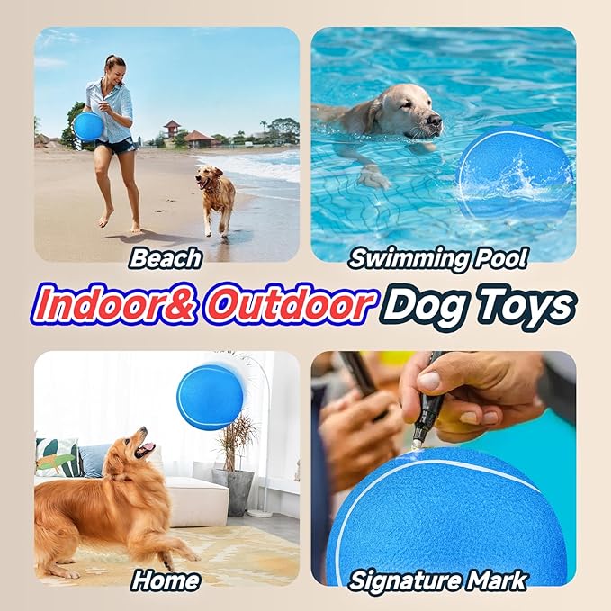 HETOO Dog Tennis Balls: Large 9.5 inch Herding Dog Toys Balls- Giant Outdoor Indoor Tennis Ball Toys for Small Medium Large Dogs Pet Toys Birthday Gift, Blue