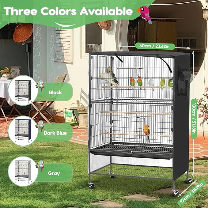 Bird Cage Cover, Large Birds Cage Covers for Night, Birds Cover for Cage with Adjustable Front Curtain, Blackout & Breathable Birdcage Covers for Parrot, Small Animals(Not Include Bird Cage)