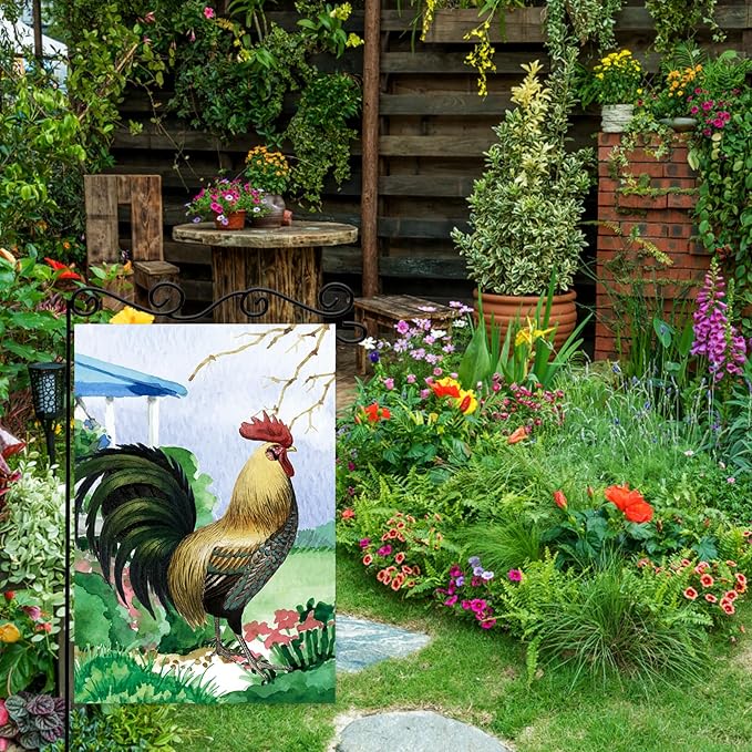 Chicken on the Grass Garden Flag,Farm Life Flag,Welcome Garden Yard Flag,Summer Garden Flag,Life Is Better With Chickens Garden Flag.12x18 Inch