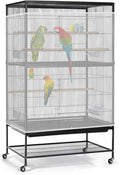 Bissap Bird Cage Seed Catcher, 90-118‘’ Universal Birdcage Net Nylon 31.8'' H Adjustable Elastic Band Stretchy Skirts Mesh Cover for Parrot Cage Seed Guard (Not Include Birdcage)- White