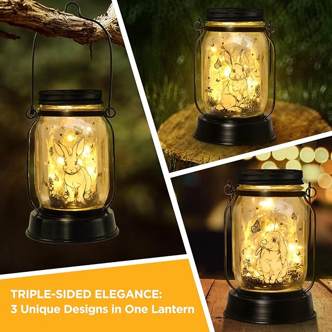 kyoryuger Bunny Gifts for Women/Men Bunny Lovers Solar Lantern Mom Birthday, Mothers Day, Animal Solar Lantern Garden Decoration Lights Outside for Yard, Patio,Backyard,Porch, Torches