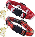 Elegant little tail 2 Pack Cat Collar- Christmas Cat Collars Breakaway with Bell Pendant Wedding Kitten Boy Girl Safety Adjustable 7-12 Inch Collar for Small Cats Puppy