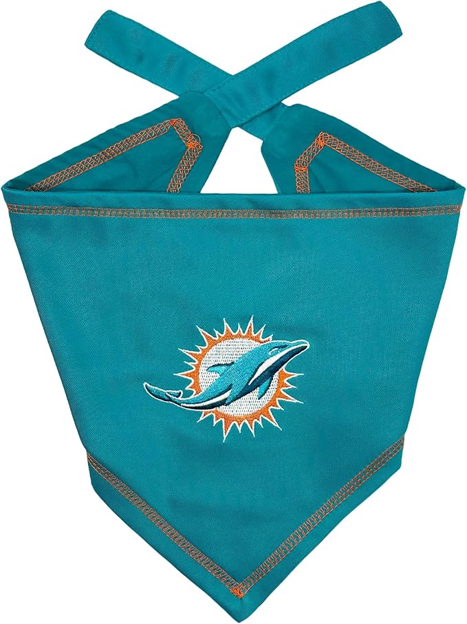 Pets First NFL Miami Dolphins TIE Bandana, Large/X-Large. Dog Bandana Scarf Bib for Pet Cat Dog. The Ultimate Game-Day, Party Bandana