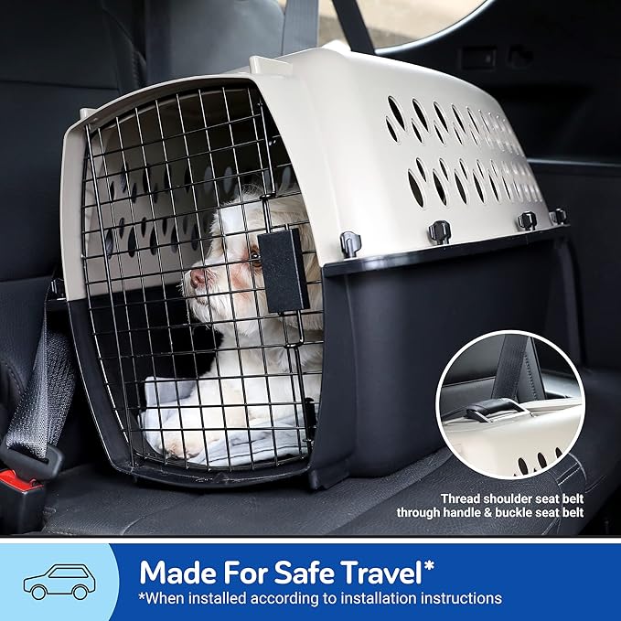 Petmate Vari Dog Kennel - Portable Dog Carriers & Crates for Medium Dogs, Airline-Friendly, Durable Plastic, Pet Carrier For Home and Travel, 28 Inches, Taupe and Black