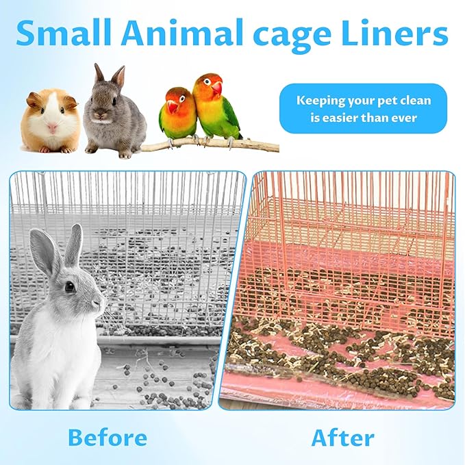 Disposable Small Animal Cage Liners, Plastic Liners Can Cover 37x19, 34x22 30x20 Inches, Suitable For Rabbits, Birds, Guinea Pigs, Chinchillas(50)
