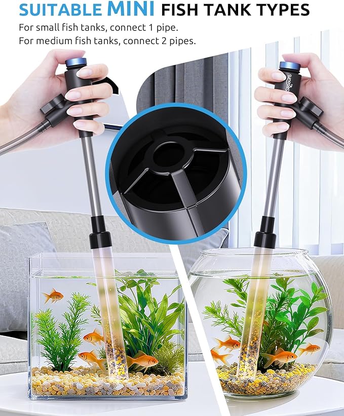 Gravel Vacuum for Aquarium, Fish Tank Cleaner Kit, Mini Manual Fishtank Vacuum Cleaner, Small Aquariums Water Changer, Adjustable Siphon Pump Use for Fish Turtle Tanks Cleaning Manure Wash Sand