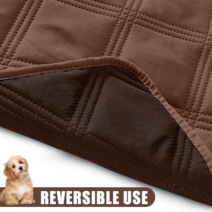 Smiry Waterproof Dog Bed Cover Blanket 82x102, Soft Reversible Pet Blanket, Washable Leakproof Cats Dogs Couch Cover for Sofa, Couch, Furniture, Brown/Chocolate