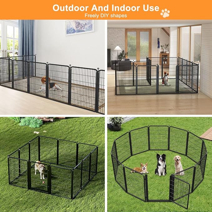 Dog Fence Indoor Pens Outside,Portable Outdoor Dog Playpen 40" H 10 Panels Pet Play Pen Exercise Pens for Puppys Small Medium Large Dogs RV Camping Yard Garden Wide Gate